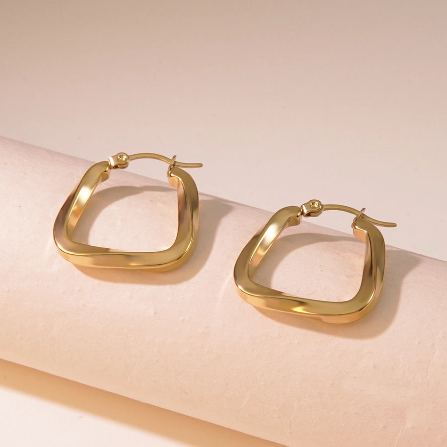 Triagle Hoop Earrings [304 Stainless Steel,18K Gold Plated]