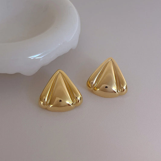 Pendientes de pétalos triangulares [acero inoxidable, 18k dorado chapado]