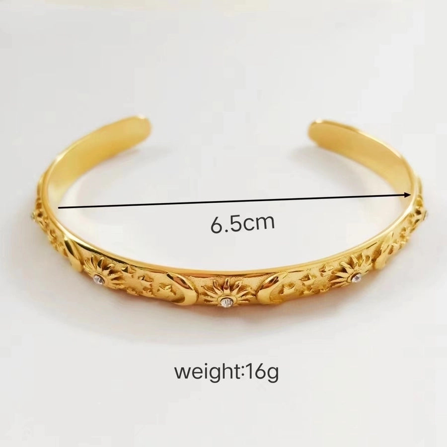 Sun Star Moon  Bracelet/Earrings [304 Stainless Steel,18K Gold Plated]