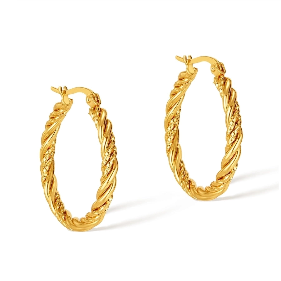 Twist Hoop Earrings [304 Stainless Steel]