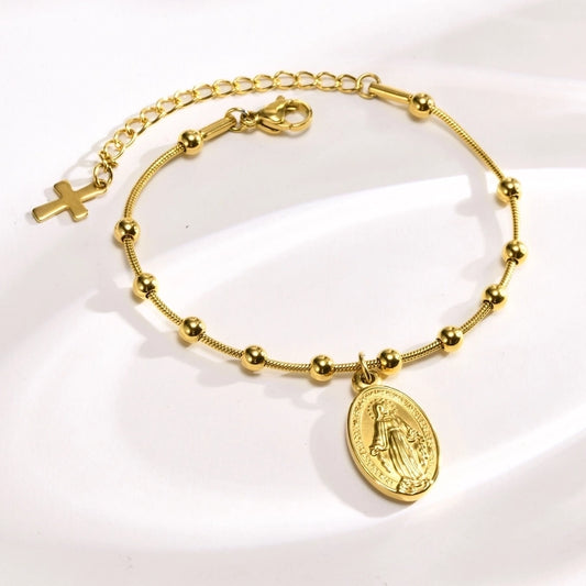 Faith Virgin Mary Bracelet [201 aço inoxidável]