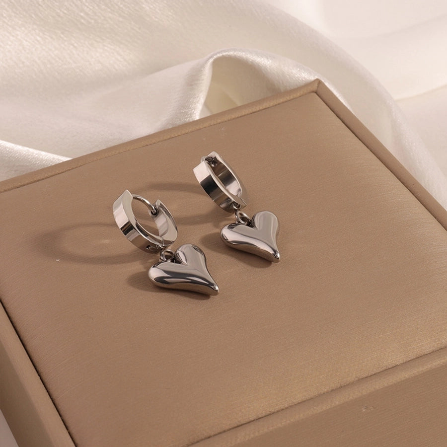 Luxurious Heart Shape Drop Earrings [304 Stainless Steel,18K Gold Plated]