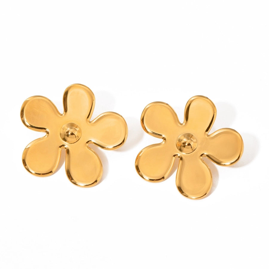 Flat Flower Earrings [304 Stainless Steel]