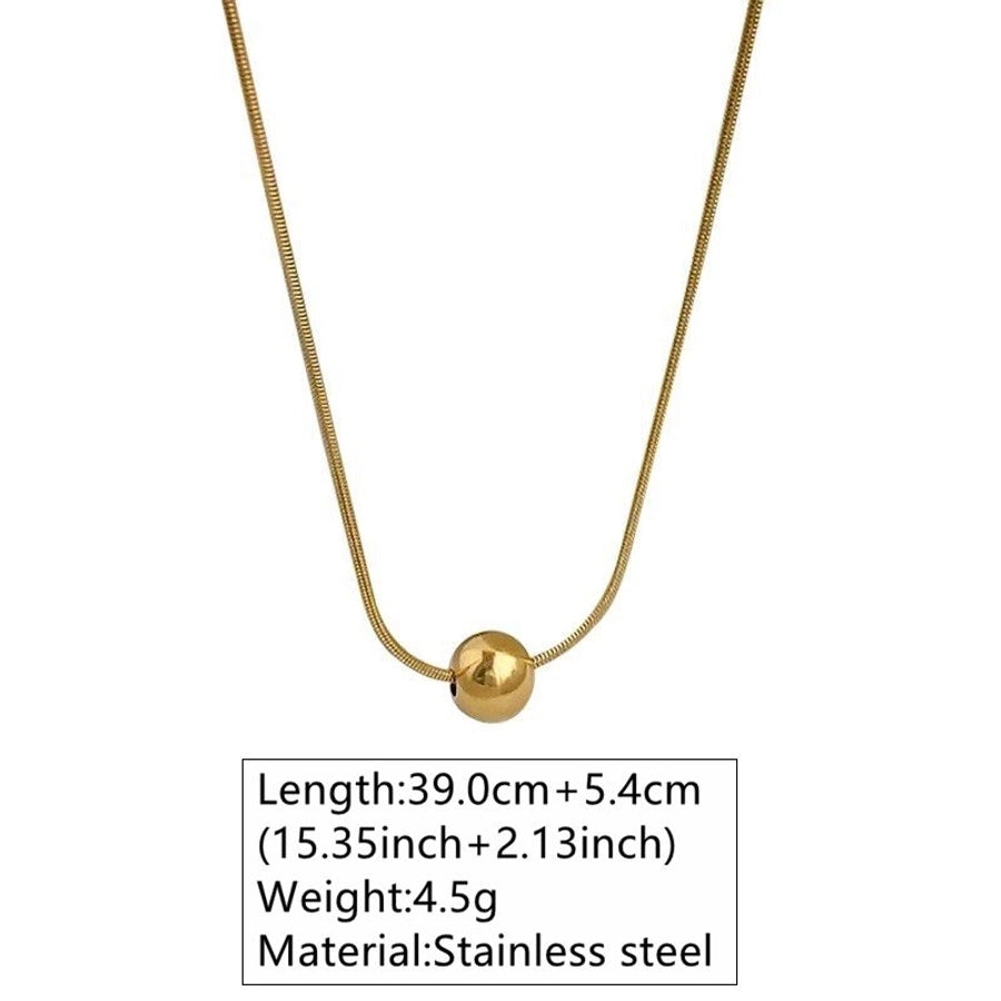 Gold Ball Necklace [304 Stainless Steel,18K Gold Plated]