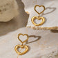 Double Hanging Hearts Earrings [304 Stainless Steel,18K Gold Plated]