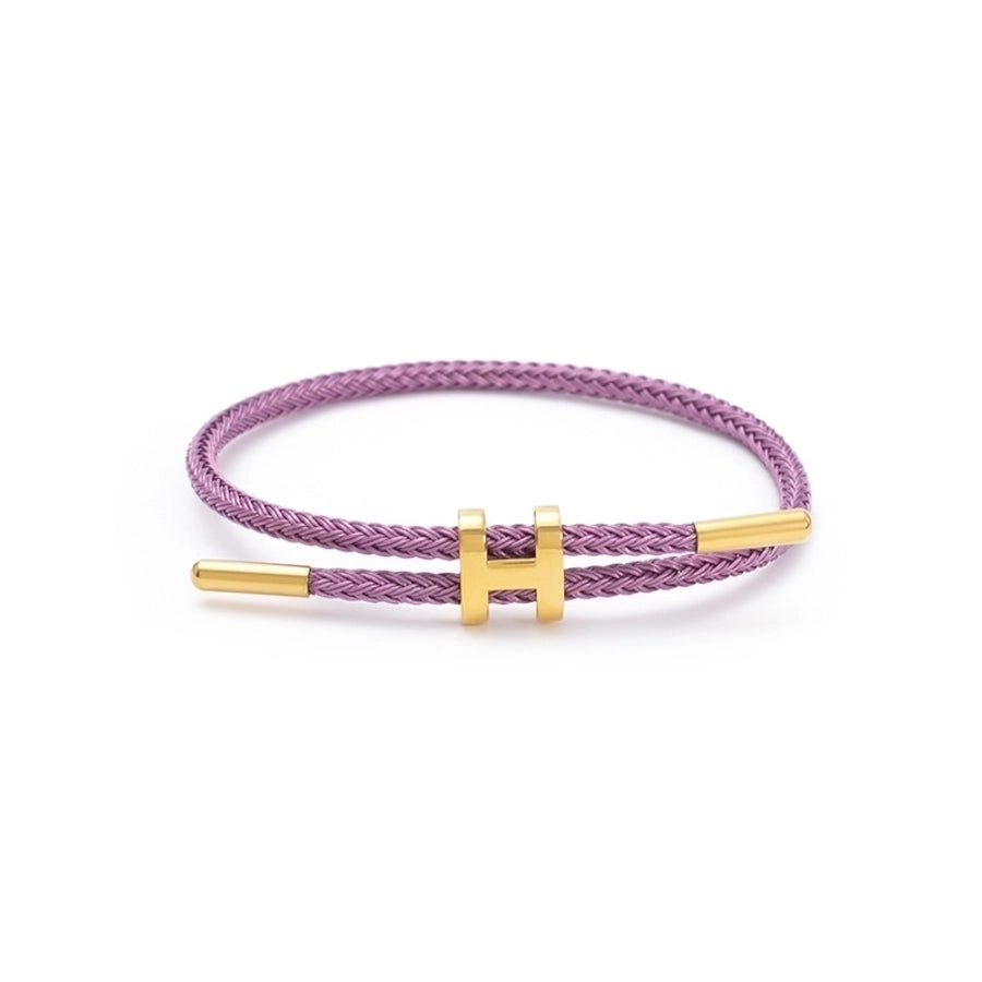 H Letter Wire Rope  Bracelets [304 Stainless Steel, 18K Gold Plated]