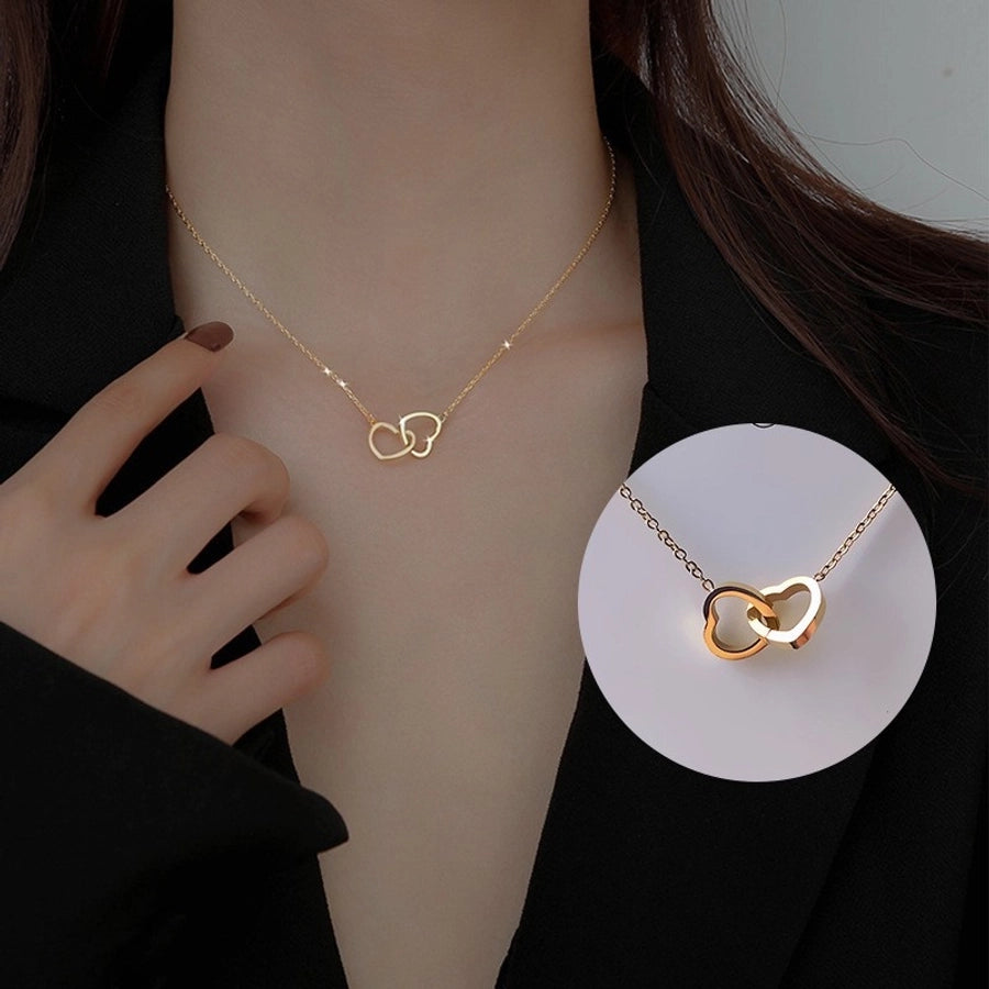 Connected Heart Necklace [304 Stainless Steel,18K Gold Plated]