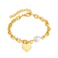 Heart Shape Artificial Pearls Bracelet [304 Stainless Steel]