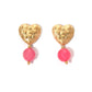 Round Beaded Heart Earrings [304 Stainless Steel, 14K Gold Plated]