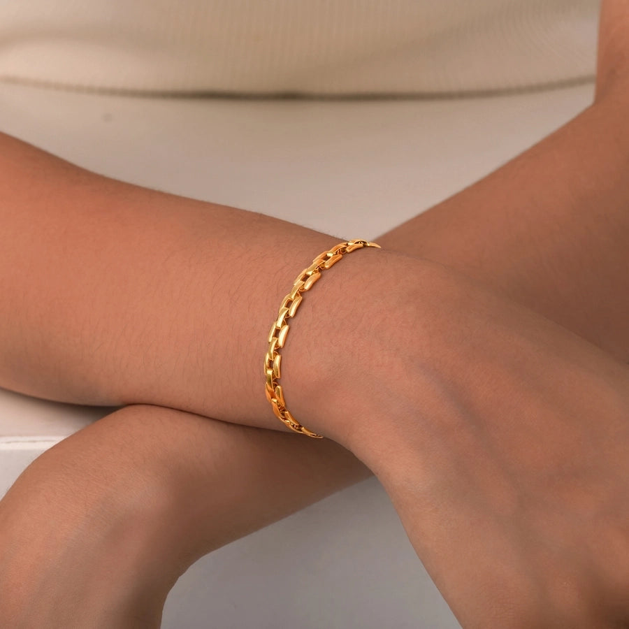 Drawn Cable Bracelet [201 Stainless Steel,18K Gold Plated]