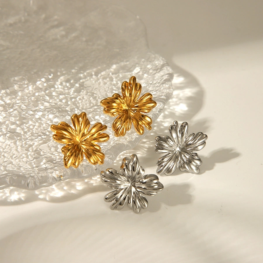 Classic Style FlowerEarrings [304 Stainless Steel, 18K Gold Plated]