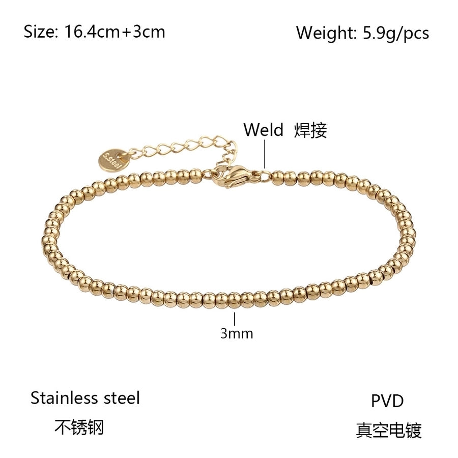 Elastic Beaded Bracelet [304 Stainless Steel, 18K Gold Plated]