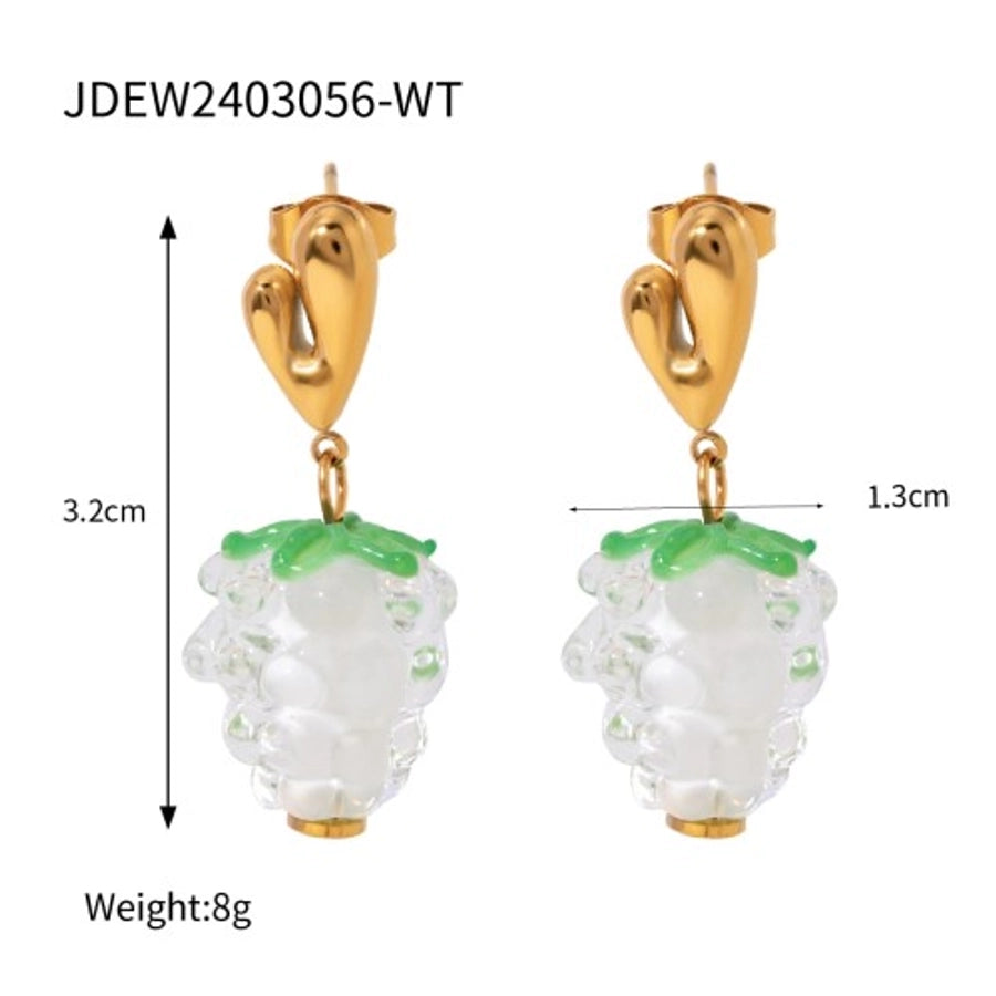 Flower Grape Resin Earrings [304 Stainless Steel, 18K Gold Plated]