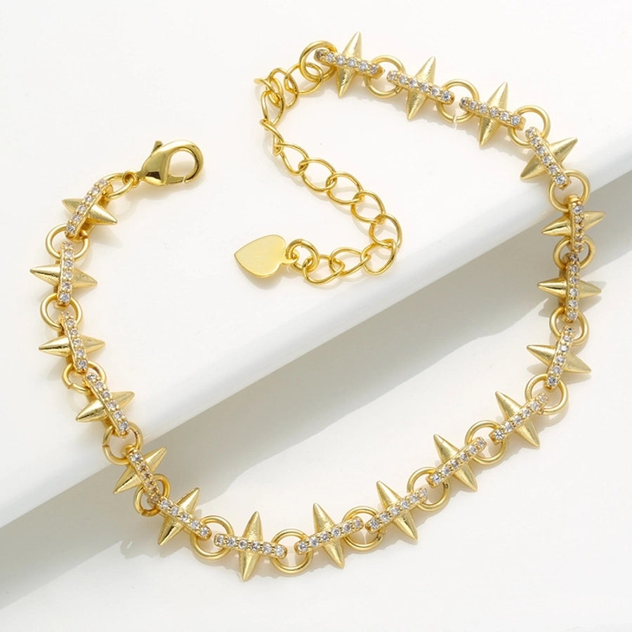 Zircon ZigZag Chain Bracelet [Stainless Steel]