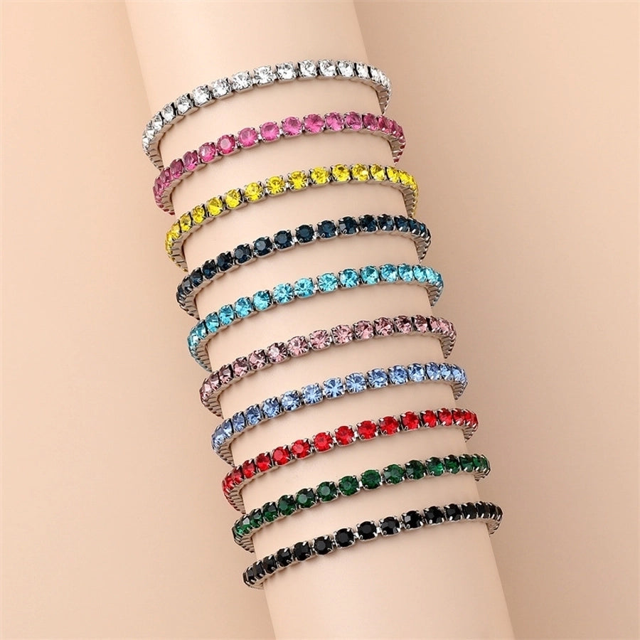 Shiny  Rhinestones Tennis Bracelets [304 Stainless Steel]