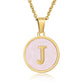 Round Letter Necklace [304 Stainless Steel,18K Gold Plated]