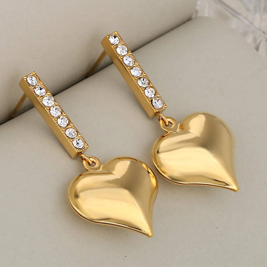 Heart Shape Earrings [304 Stainless Steel,18K Gold Plated]