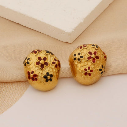 Retro Flower Stud Earrings [304 Stainless Steel]