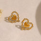 Heart Shape Polishing Zircon Earrings [304 Stainless Steel,18K Gold Plated]