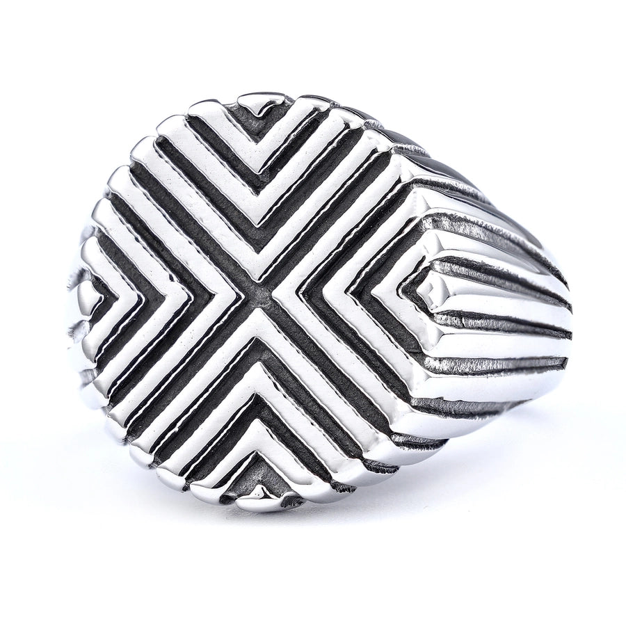 Retro Geometric 304 Stainless Steel Men'S Rings