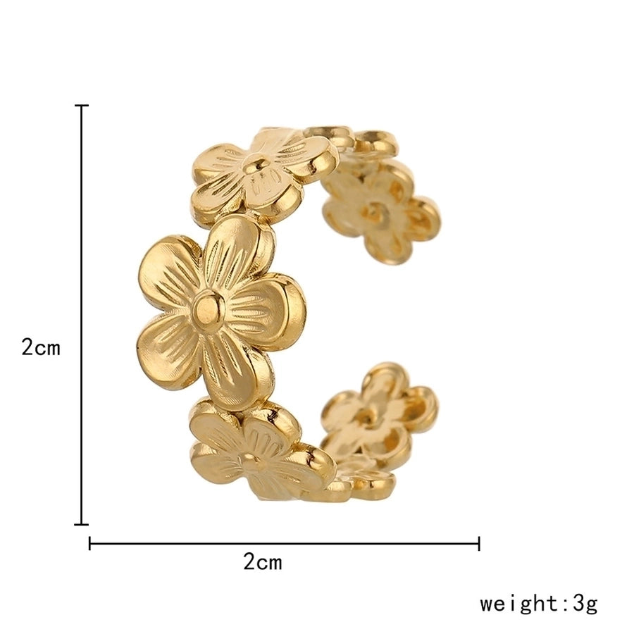 Flower Open Ring [304 Stainless Steel, 18K Gold Plated]