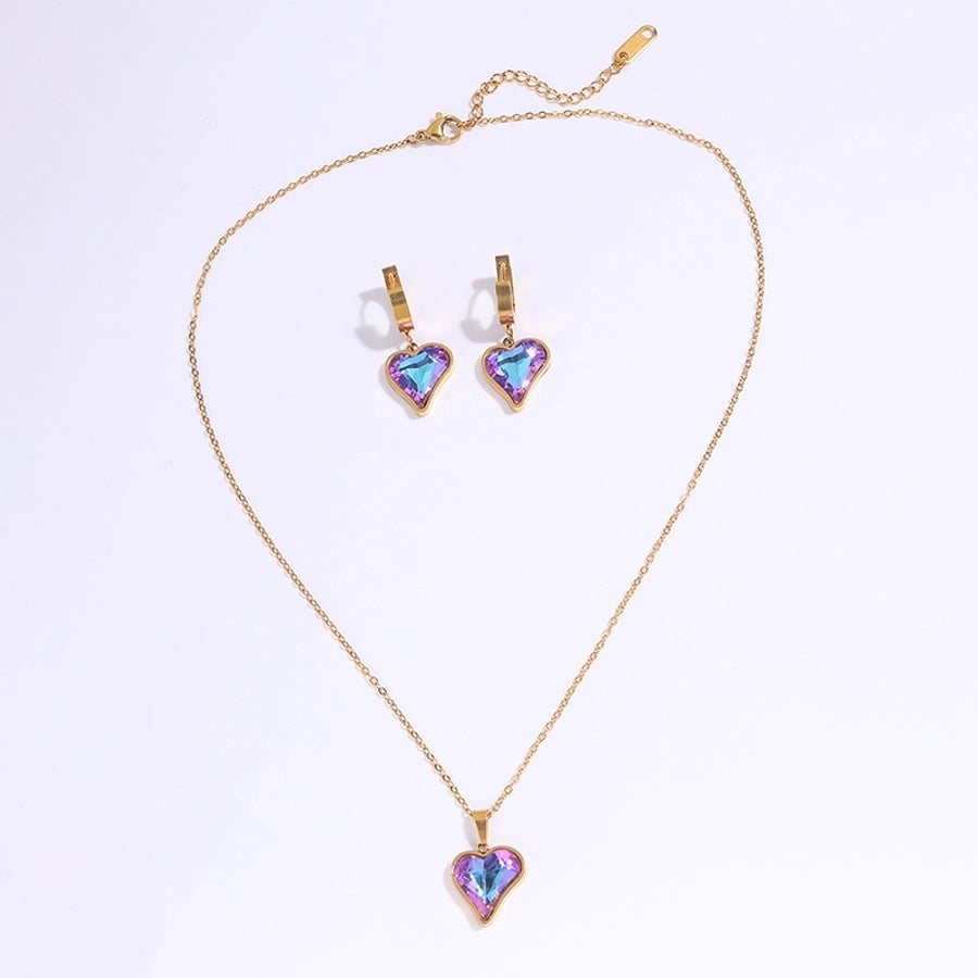 Heart Shape Flower Butterfly Jewelry Set [304 Stainless Steel]