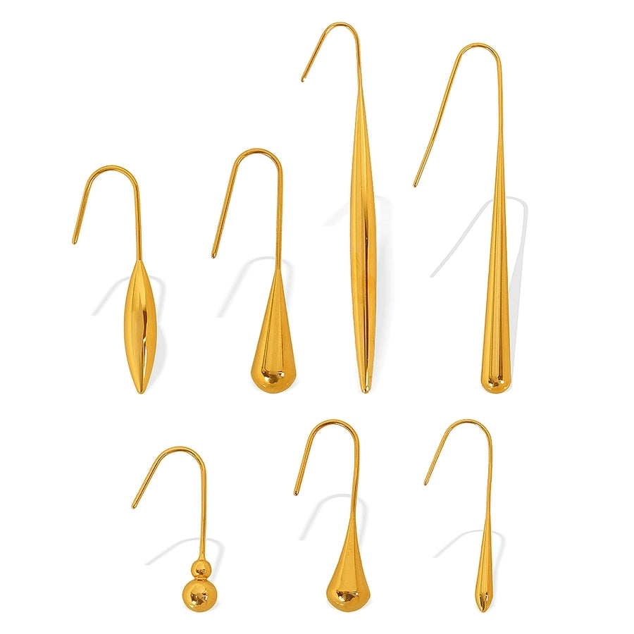 Water Droplets Gourd Hook Earrings [304 Stainless Steel,18K Gold Plated]