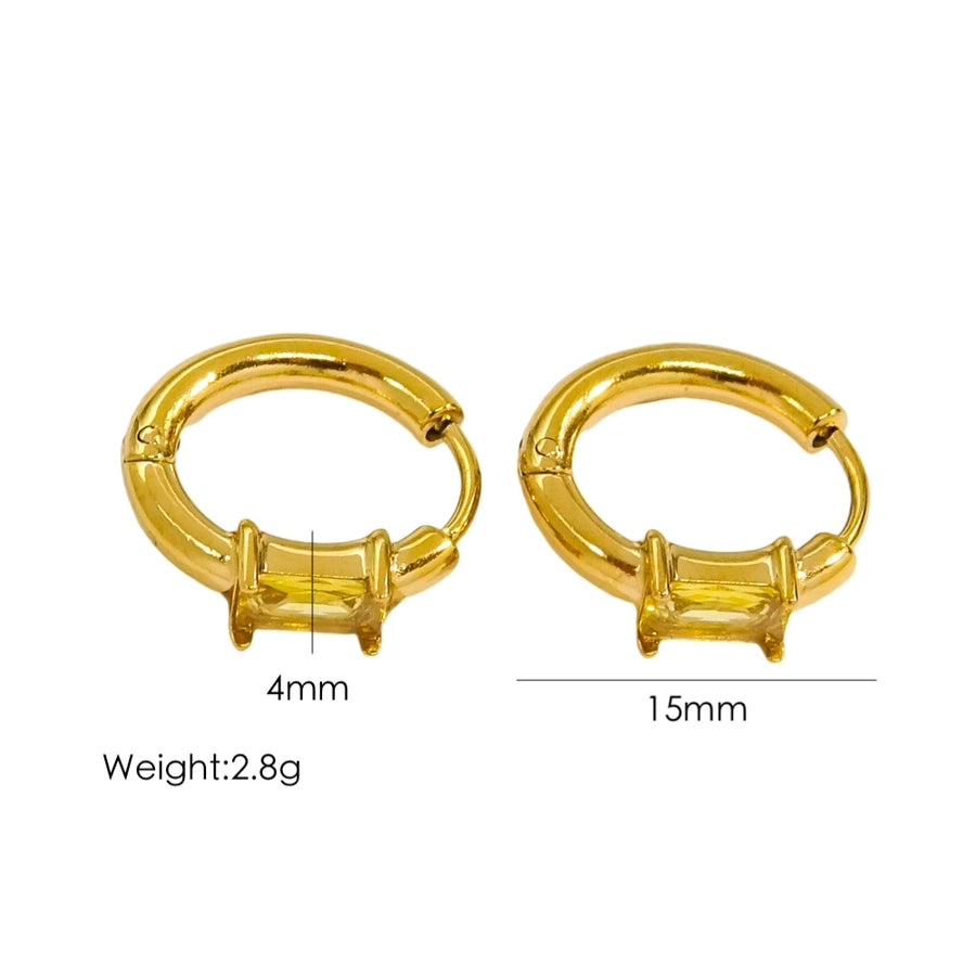 Vierkante zirkoonringen oorbellen [304 roestvrij staal, 18K vergulde goud]