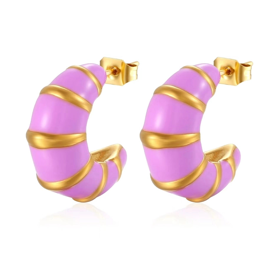 Color Block Epoxy Earrings [304 Stainless Steel,18K Gold Plated]