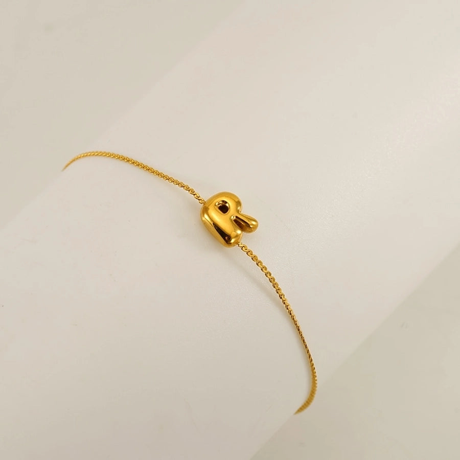 Pulseira de letra de estilo simples [304 aço inoxidável, peito de ouro de 18k]