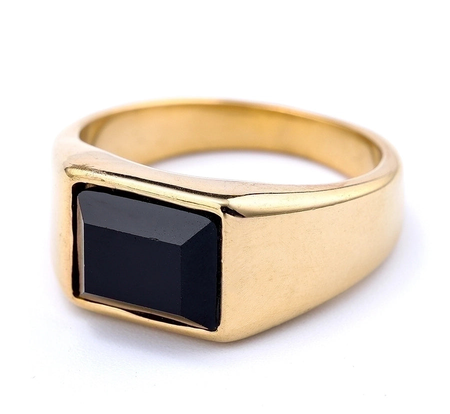 Retro Classic Style Square 304 Rustfritt stål Inlay Artificial Gemstones Men's Rings