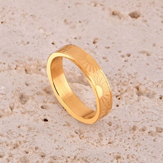 Glänzender Sonnensternring [304 Edelstahl 18K Gold plattiert]