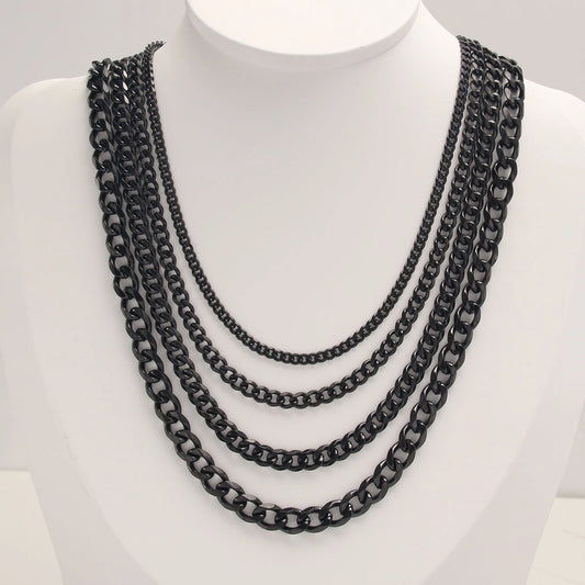 Collier de chaîne de liaison cubaine noir [304 en acier inoxydable]