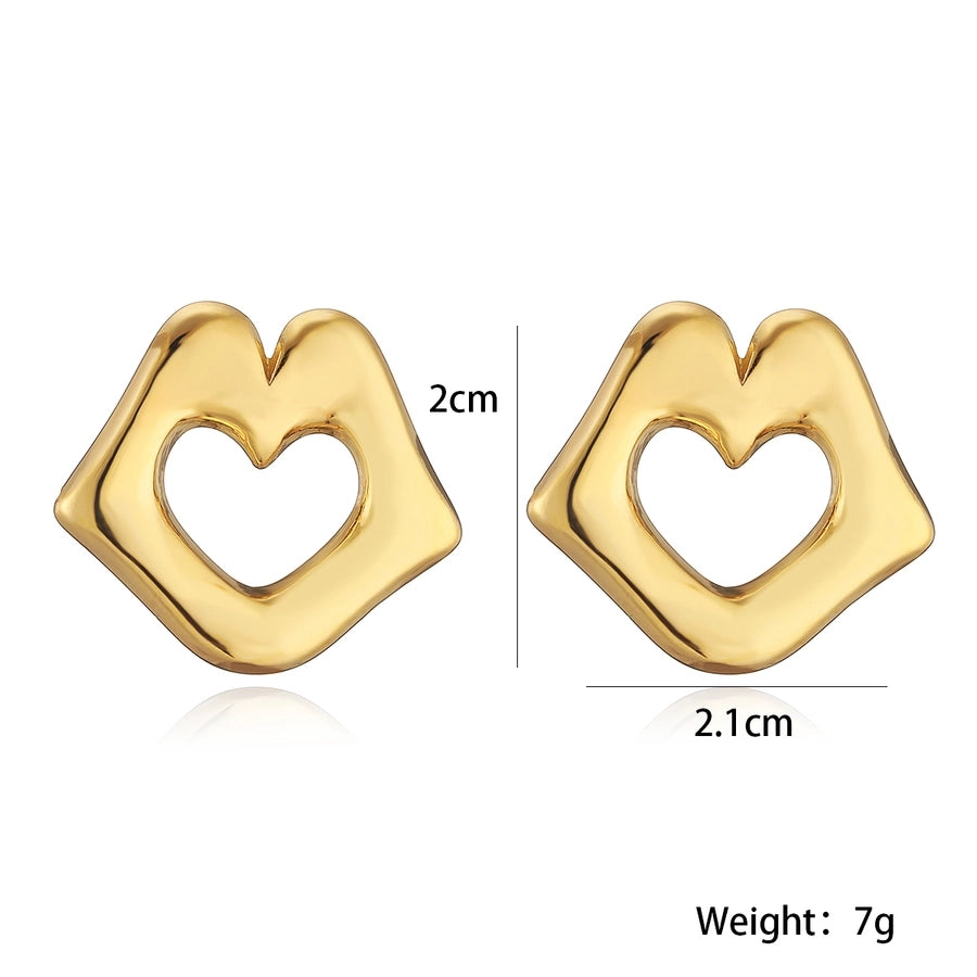 Oval Plating Lips Earrings [304 Stainless Steel]