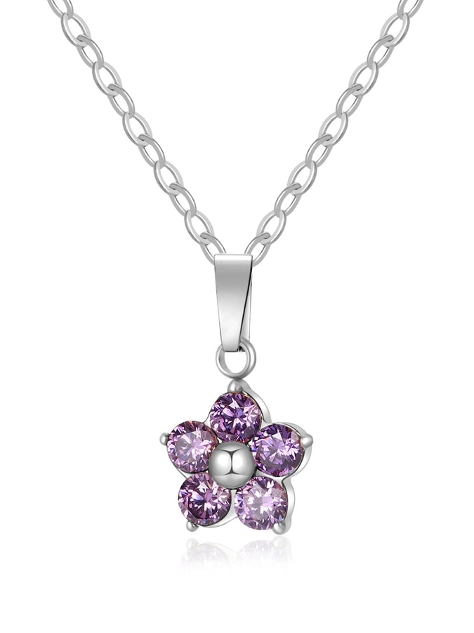 Flower Zircon Pendant Necklace [304 Stainless Steel]