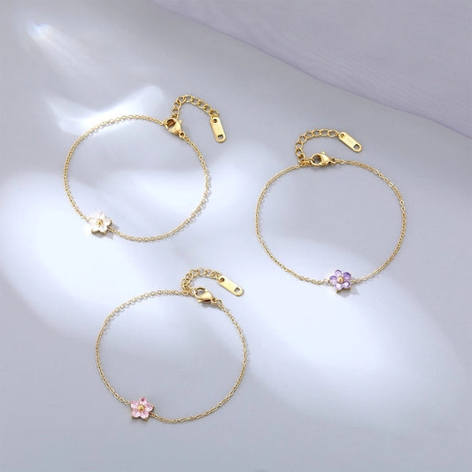 Bracelets de zircon de fleurs [304 en acier inoxydable]