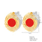 Colored Enamel Earrings [304 Stainless Steel,18K Gold Plated]