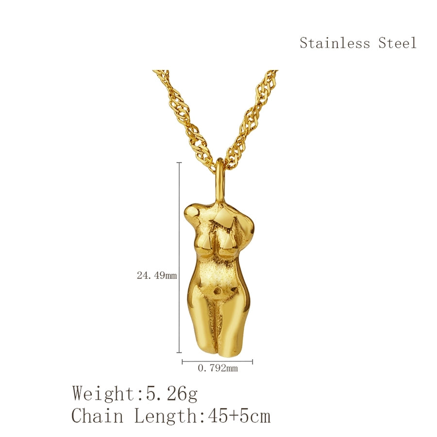 Artistic Abstract Human Body Necklace [304 Stainless Steel,18K Gold Plated]