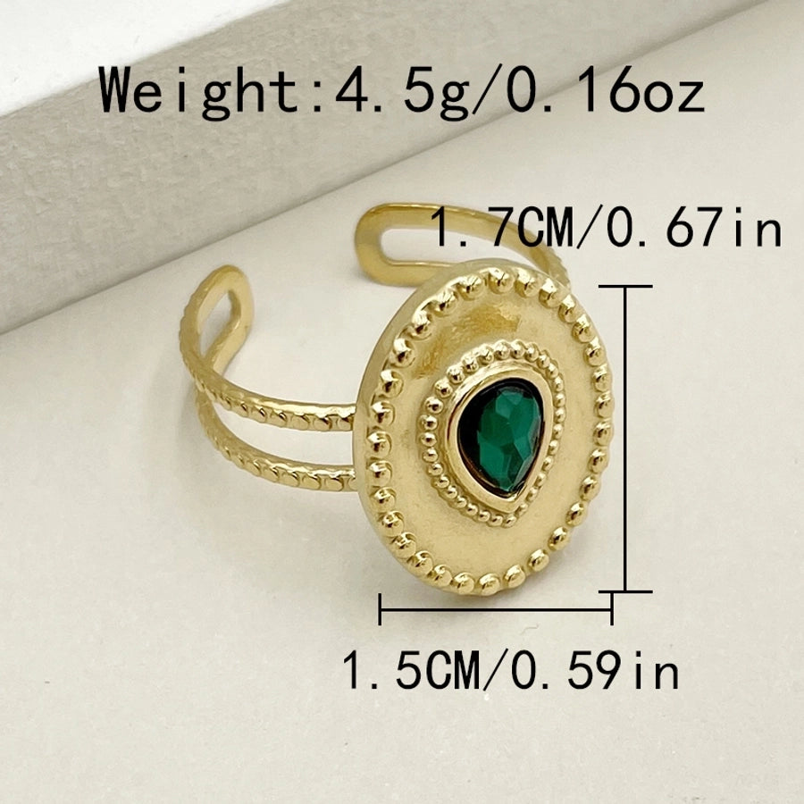 Vintage Style Enamel Ring [304 Stainless Steel 14K Gold Plated]