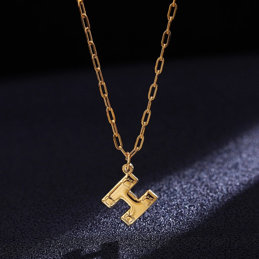 Jewelry Preppy Style Solid Color Shiny Letter 304 Stainless Steel Pendant Necklace