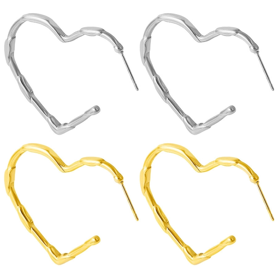 Hollow Heart Shape Hoop Earrings [304 Stainless Steel]