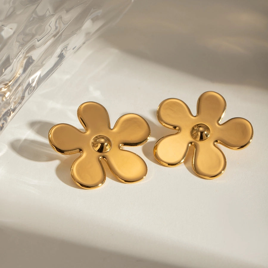 Flat Flower Earrings [304 Stainless Steel]