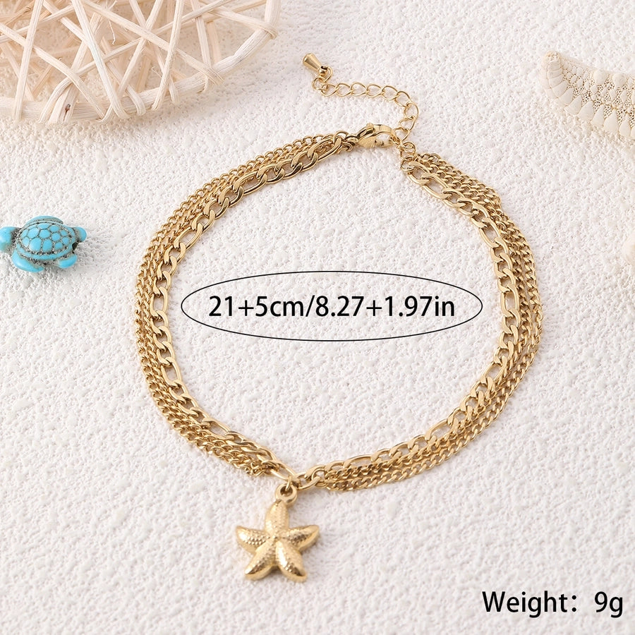 Beach Starfish Anklet [304 Stainless Steel, 18K Gold Plated]