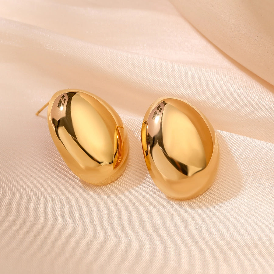 Oval Plating Lips Earrings [304 Stainless Steel]