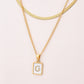 Letter RectanglePendant Necklace[304 Stainless Steel, 18K Gold Plated]