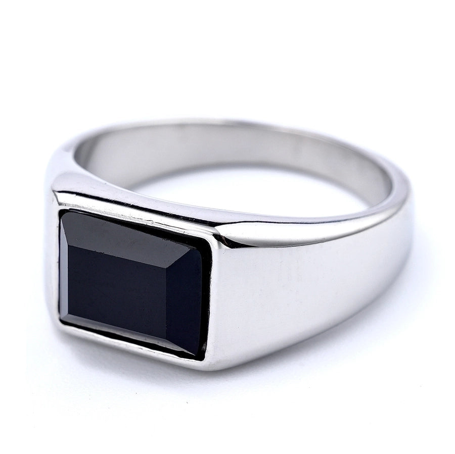 Retro Classic Style Square 304 Rustfritt stål Inlay Artificial Gemstones Men's Rings