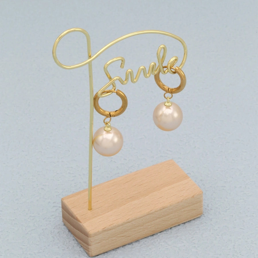 Drop Round Pearl Earrings [304 Stainless Steel, 18K Gold Plated]