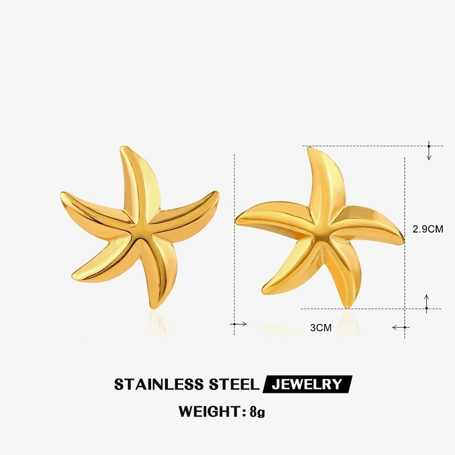 Starfish Earrings [304 Stainless Steel,18K Gold Plated]