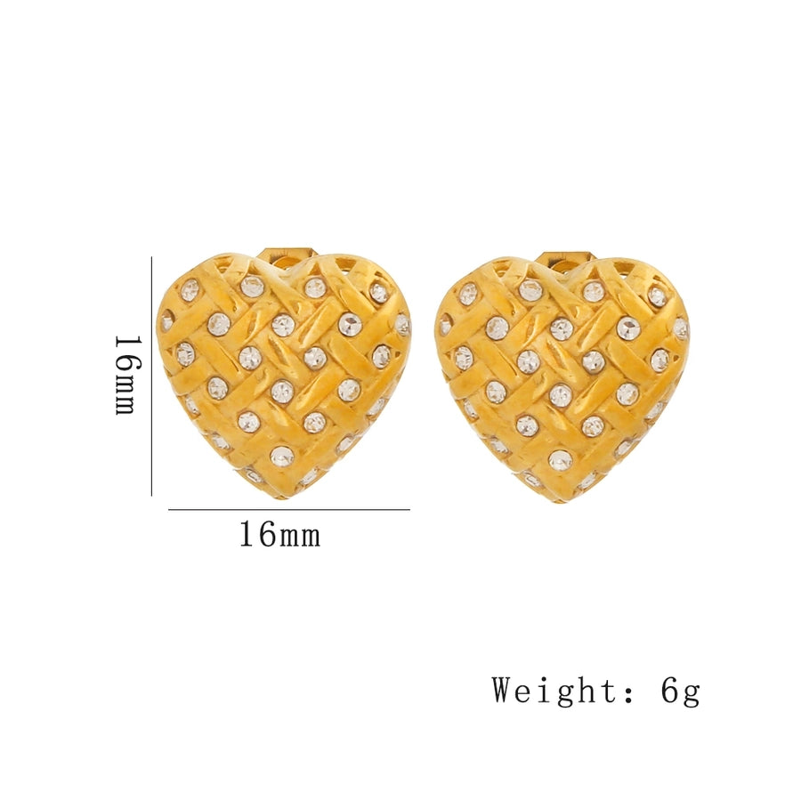 Round Heart Shape Earrings [316 Stainless Steel,18K Gold Plated]