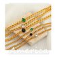 Glass Stone Curb Chain Bracelet [304 Stainless Steel,18K Gold Plated]